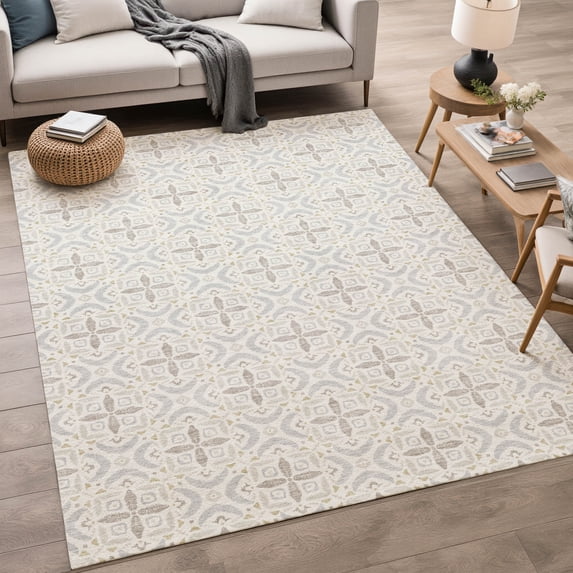 Addison Rugs Chantille Indoor/Outdoor Transitional Lattice Ivory Machine Washable Rectangle Rug, 9' x 12'