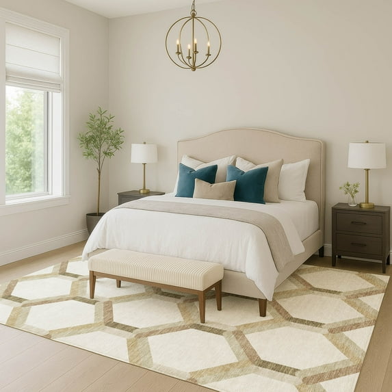 Addison Rugs Chantille Indoor/Outdoor Transitional Lattice Ivory Machine Washable Rectangle Rug, 9' x 12'