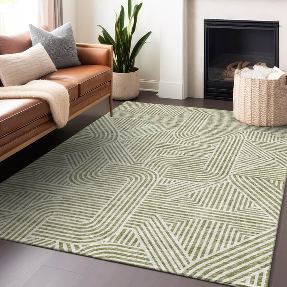 Addison Rugs Chantille Indoor/Outdoor Transitional Lines Aloe Washable Rectangle Rug, 2'6" x 3'10"