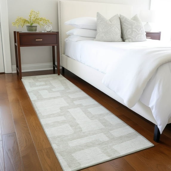 Addison Rugs Chantille Indoor/Outdoor Transitional Lines Ivory Washable Runner Rug, 2'3" x 7'6"
