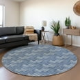 thumbnail image 1 of Addison Rugs Chantille Indoor/Outdoor Transitional Lines Navy Washable Round Rug, 8' x 8', 1 of 6