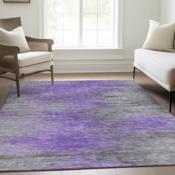 Addison Rugs Chantille Indoor/Outdoor Transitional Lines Purple Washable Rectangle Rug, 3' x 5'