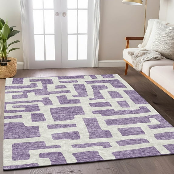 Addison Rugs Chantille Indoor/Outdoor Transitional Lines Purple Washable Rectangle Rug, 3' x 5'
