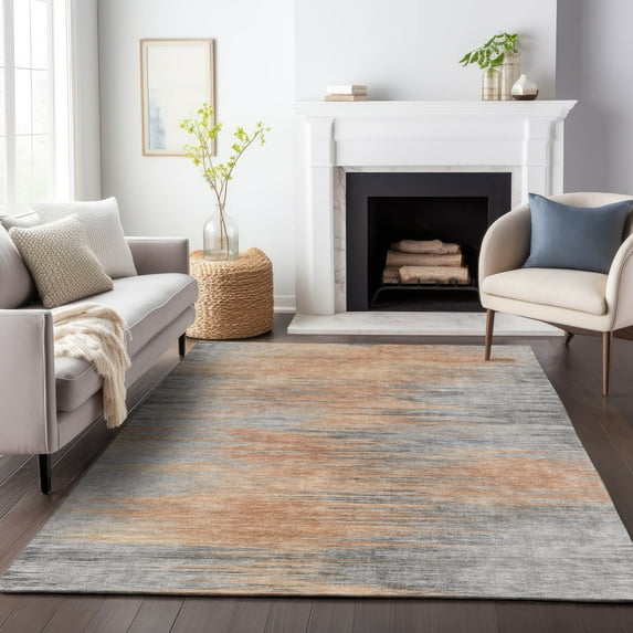 Addison Rugs Chantille Indoor/Outdoor Transitional Lines Salmon Washable Rectangle Rug, 5' x 7'6"
