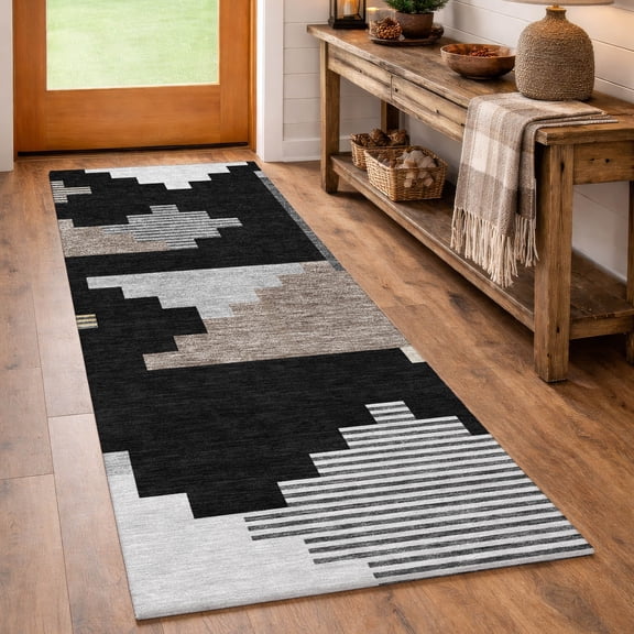 Addison Rugs Chantille Indoor/Outdoor Transitional Lodge Black Machine Washable Runner Rug, 2'3" x 7'6"