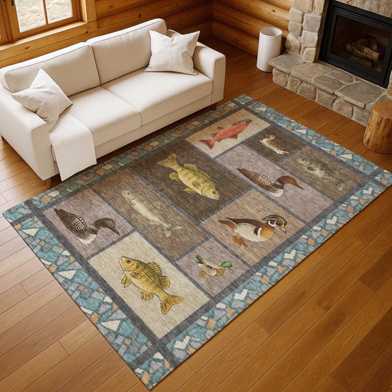 Addison Rugs Chantille Indoor/Outdoor Transitional Lodge Brown Machine Washable Rectangle Rug, 10' x 14'