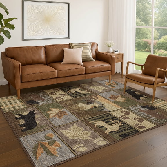 Addison Rugs Chantille Indoor/Outdoor Transitional Lodge Chocolate Machine Washable Rectangle Rug, 5' x 7'6"