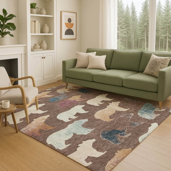 Addison Rugs Chantille Indoor/Outdoor Transitional Lodge Chocolate Machine Washable Rectangle Rug, 9' x 12'