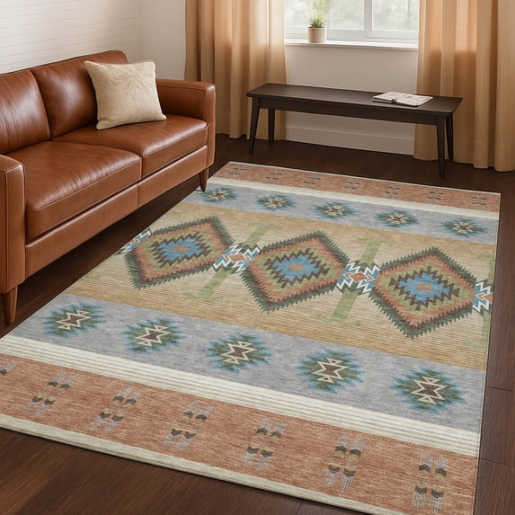 Addison Rugs Chantille Indoor/Outdoor Transitional Lodge Copper Machine Washable Rectangle Rug, 5' x 7'6"