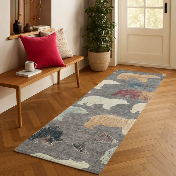 Addison Rugs Chantille Indoor/Outdoor Transitional Lodge Gray Machine Washable Runner Rug, 2'3" x 7'6"