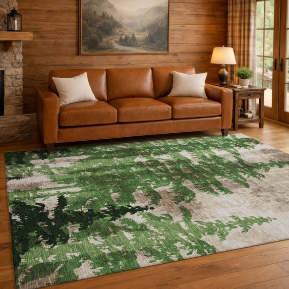 Addison Rugs Chantille Indoor/Outdoor Transitional Lodge Green Machine Washable Rectangle Rug, 3' x 5'