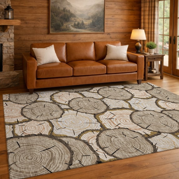 Addison Rugs Chantille Indoor/Outdoor Transitional Lodge Khaki Machine Washable Rectangle Rug, 9' x 12'