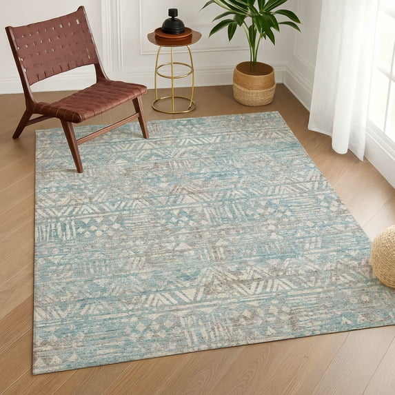 Addison Rugs Chantille Indoor/Outdoor Transitional Lodge Teal Machine Washable Rectangle Rug, 3' x 5'