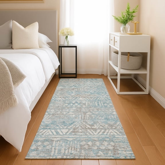 Addison Rugs Chantille Indoor/Outdoor Transitional Lodge Teal Machine Washable Runner Rug, 2'3" x 7'6"