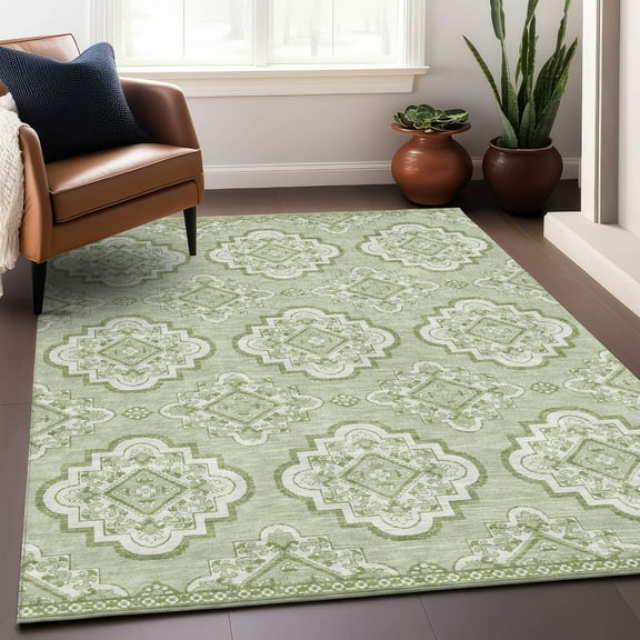 Addison Rugs Chantille Indoor/Outdoor Transitional Medallions Aloe Washable Rectangle Rug, 8' x 10'