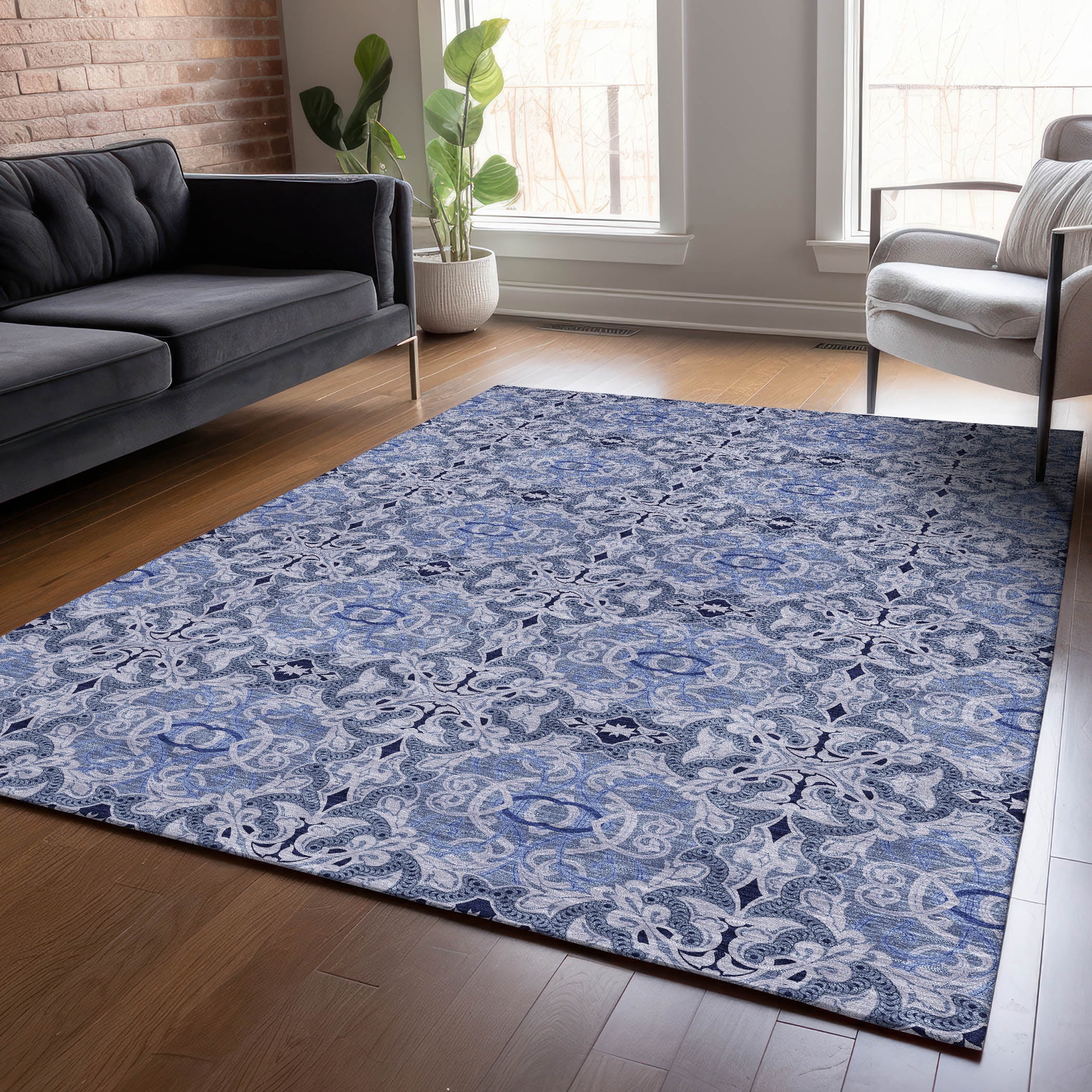 Blue Transitional Rug Addison Rugs Chantille Indoor/Outdoor Transitional Medallions Blue ...