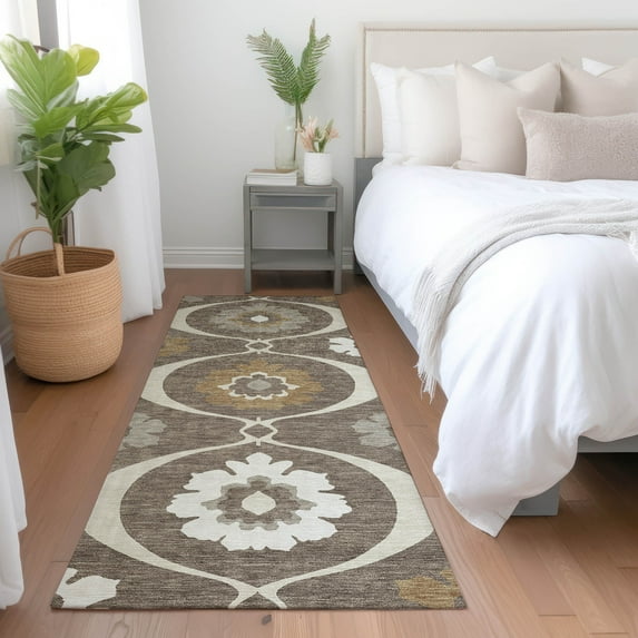 Addison Rugs Chantille Indoor/Outdoor Transitional Medallions Brown Washable Runner Rug, 2'3" x 7'6"
