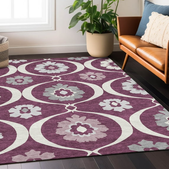 Addison Rugs Chantille Indoor/Outdoor Transitional Medallions Eggplant Washable Rectangle Rug, 2'6" x 3'10"