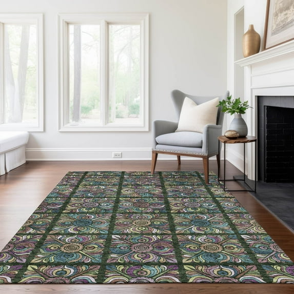 Addison Rugs Chantille Indoor/Outdoor Transitional Medallions Fern Washable Rectangle Rug, 8' x 10'