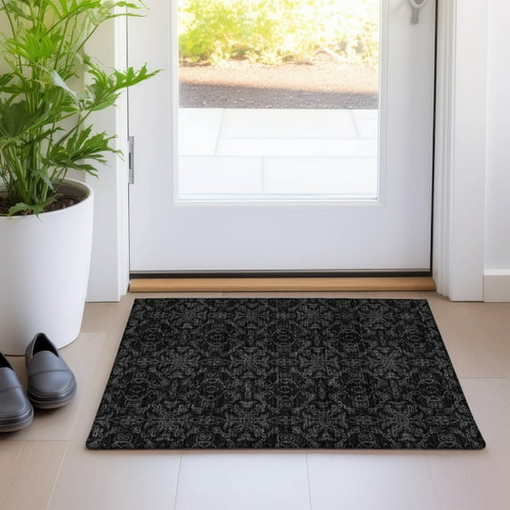 Addison Rugs Chantille Indoor/Outdoor Transitional Medallions Gray Washable Rectangle Rug, 1'8" x 2'6"