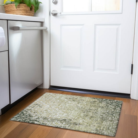 Addison Rugs Chantille Indoor/Outdoor Transitional Medallions Green Washable Rectangle Rug, 1'8" x 2'6"