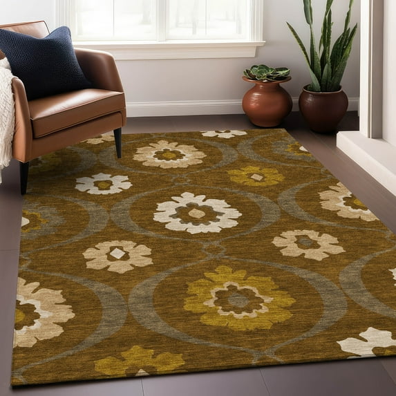 Addison Rugs Chantille Indoor/Outdoor Transitional Medallions Mocha Washable Rectangle Rug, 3' x 5'