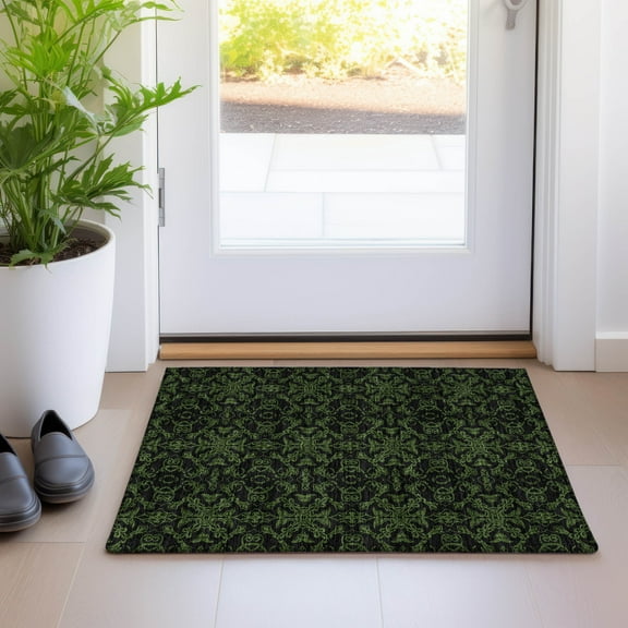 Addison Rugs Chantille Indoor/Outdoor Transitional Medallions Olive Washable Rectangle Rug, 1'8" x 2'6"
