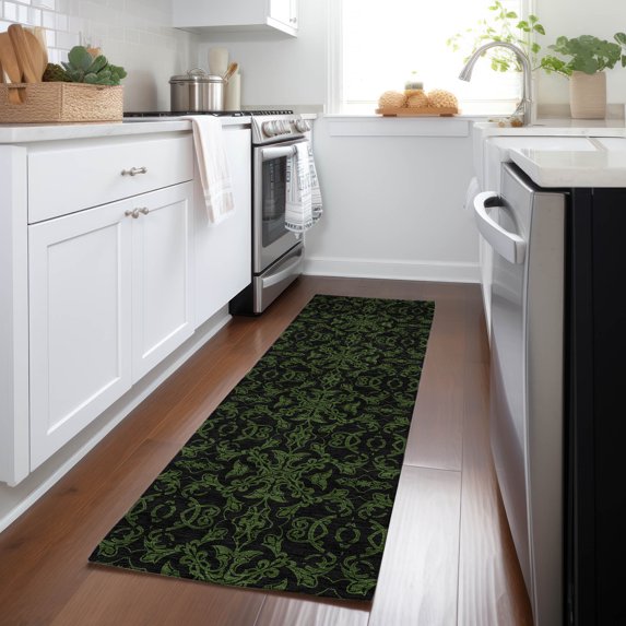 Addison Rugs Chantille Indoor/Outdoor Transitional Medallions Olive Washable Runner Rug, 2'3" x 7'6"