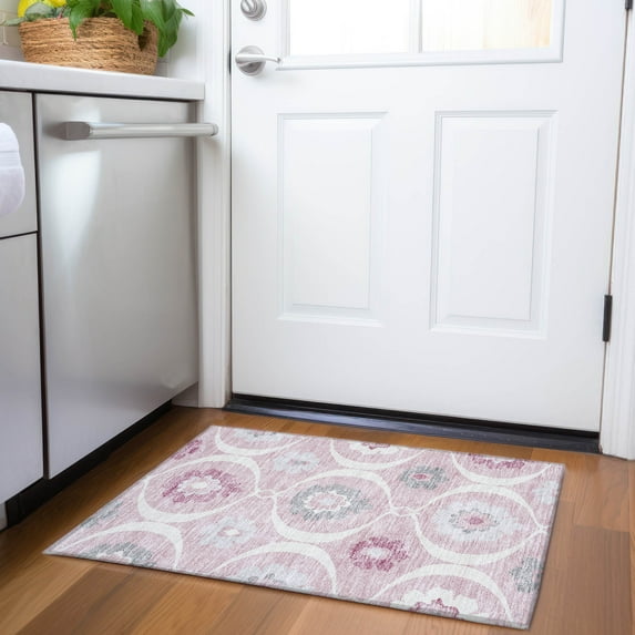 Addison Rugs Chantille Indoor/Outdoor Transitional Medallions Pink Washable Rectangle Rug, 1'8" x 2'6"