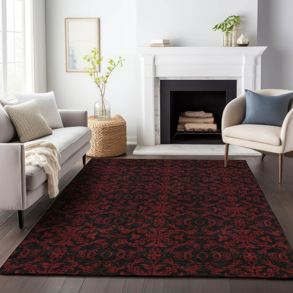 Addison Rugs Chantille Indoor/Outdoor Transitional Medallions Red Washable Rectangle Rug, 5' x 7'6"