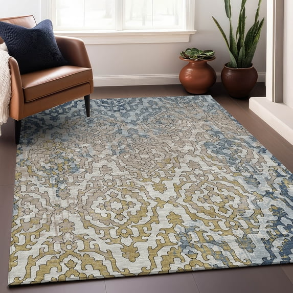 Addison Rugs Chantille Indoor/Outdoor Transitional Medallions Sky Washable Rectangle Rug, 10' x 14'