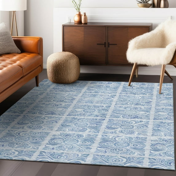 Addison Rugs Chantille Indoor/Outdoor Transitional Medallions Sky Washable Rectangle Rug, 3' x 5'