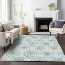 Addison Rugs Chantille Indoor/Outdoor Transitional Medallions Teal Washable Rectangle Rug, 8' x 10'
