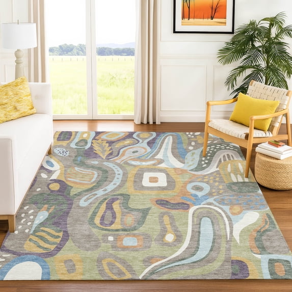 Addison Rugs Chantille Indoor/Outdoor Transitional Mid-century Modern Green Machine Washable Rectangle Rug, 8' x 10'