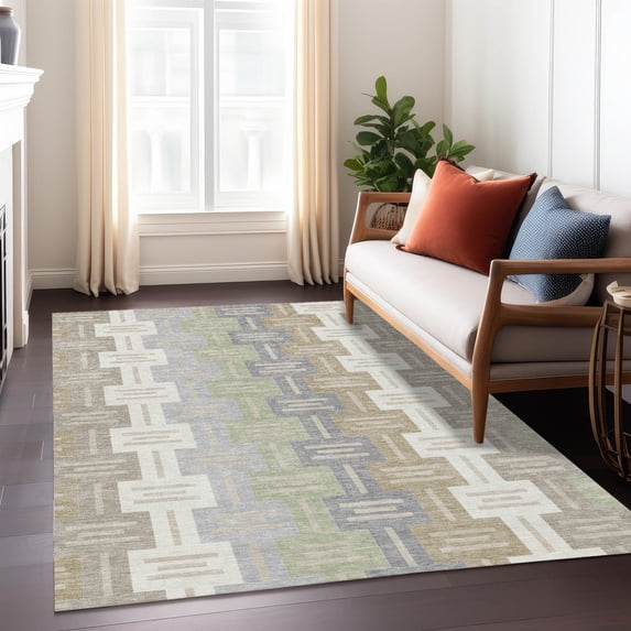 Addison Rugs Chantille Indoor/Outdoor Transitional Mid-century Modern Ivory Machine Washable Rectangle Rug, 9' x 12'