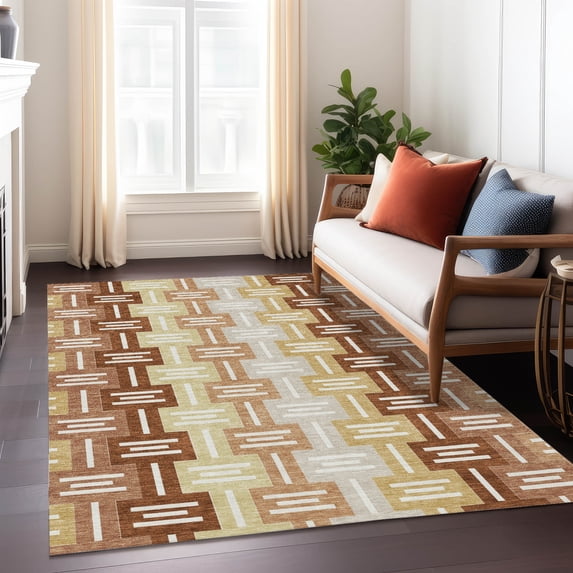 Addison Rugs Chantille Indoor/Outdoor Transitional Mid-century Modern Paprika Machine Washable Rectangle Rug, 10' x 14'