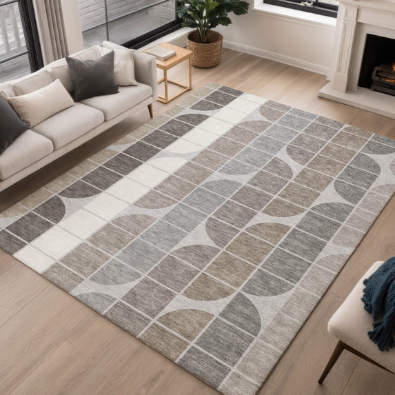 Addison Rugs Chantille Indoor/Outdoor Transitional Mid-century Modern Silver Machine Washable Rectangle Rug, 3' x 5'