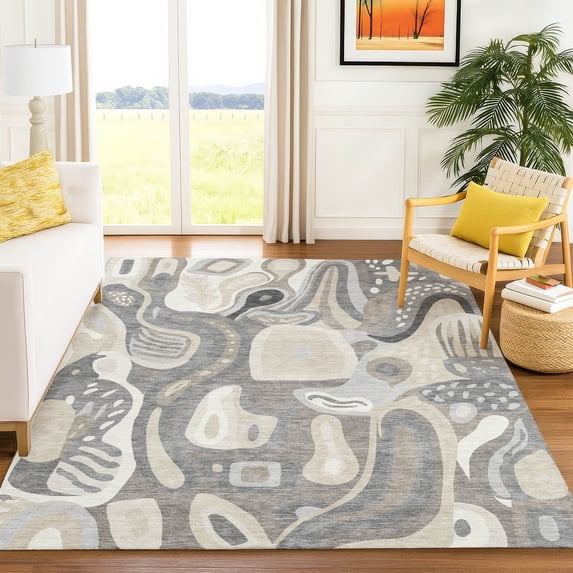 Addison Rugs Chantille Indoor/Outdoor Transitional Mid-century Modern Taupe Machine Washable Rectangle Rug, 9' x 12'