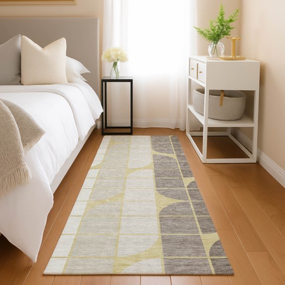 Addison Rugs Chantille Indoor/Outdoor Transitional Mid-century Modern Wheat Machine Washable Runner Rug, 2'3" x 7'6"