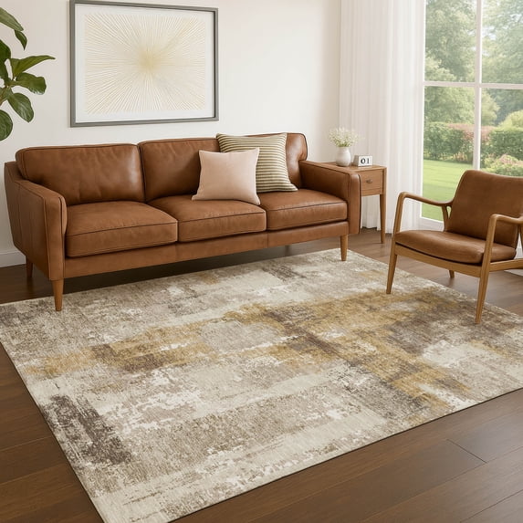 Addison Rugs Chantille Indoor/Outdoor Transitional Modern Beige Machine Washable Rectangle Rug, 10' x 14'