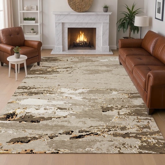 Addison Rugs Chantille Indoor/Outdoor Transitional Modern Beige Machine Washable Rectangle Rug, 10' x 14'