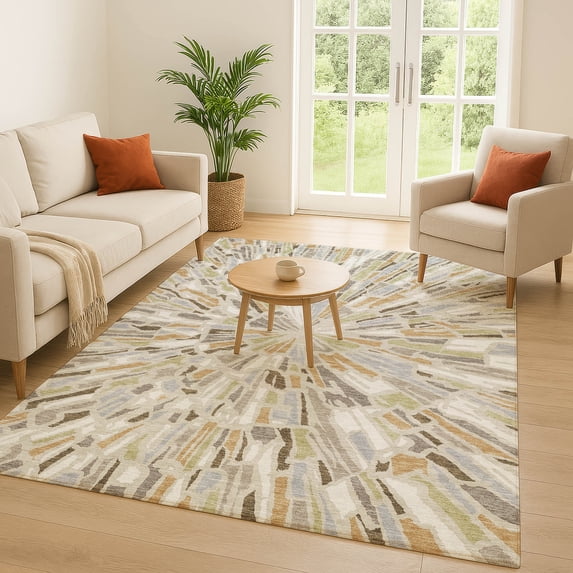 Addison Rugs Chantille Indoor/Outdoor Transitional Modern Beige Machine Washable Rectangle Rug, 10' x 14'