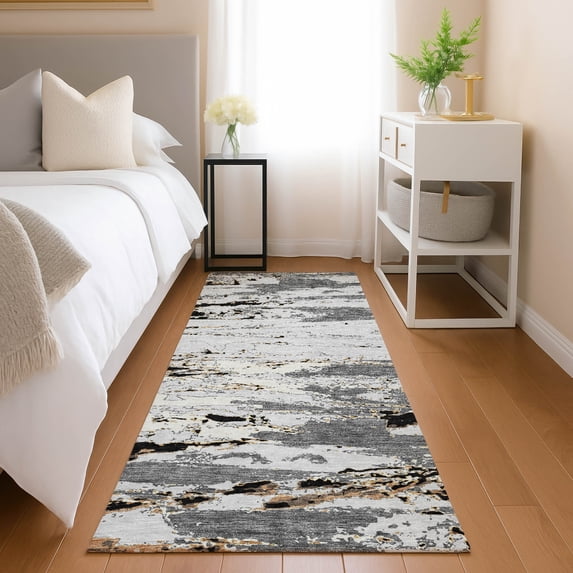 Addison Rugs Chantille Indoor/Outdoor Transitional Modern Black Machine Washable Runner Rug, 2'3" x 7'6"