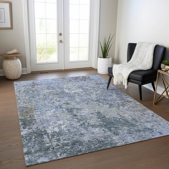 Addison Rugs Chantille Indoor/Outdoor Transitional Modern Blue Washable Rectangle Rug, 10' x 14'