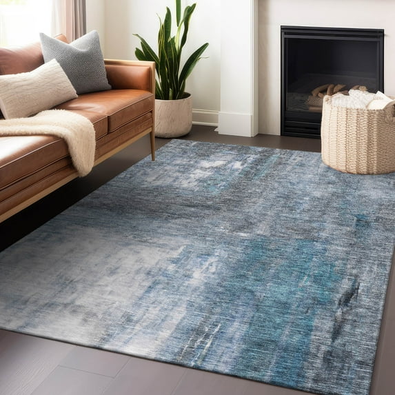 Addison Rugs Chantille Indoor/Outdoor Transitional Modern Blue Washable Rectangle Rug, 10' x 14'