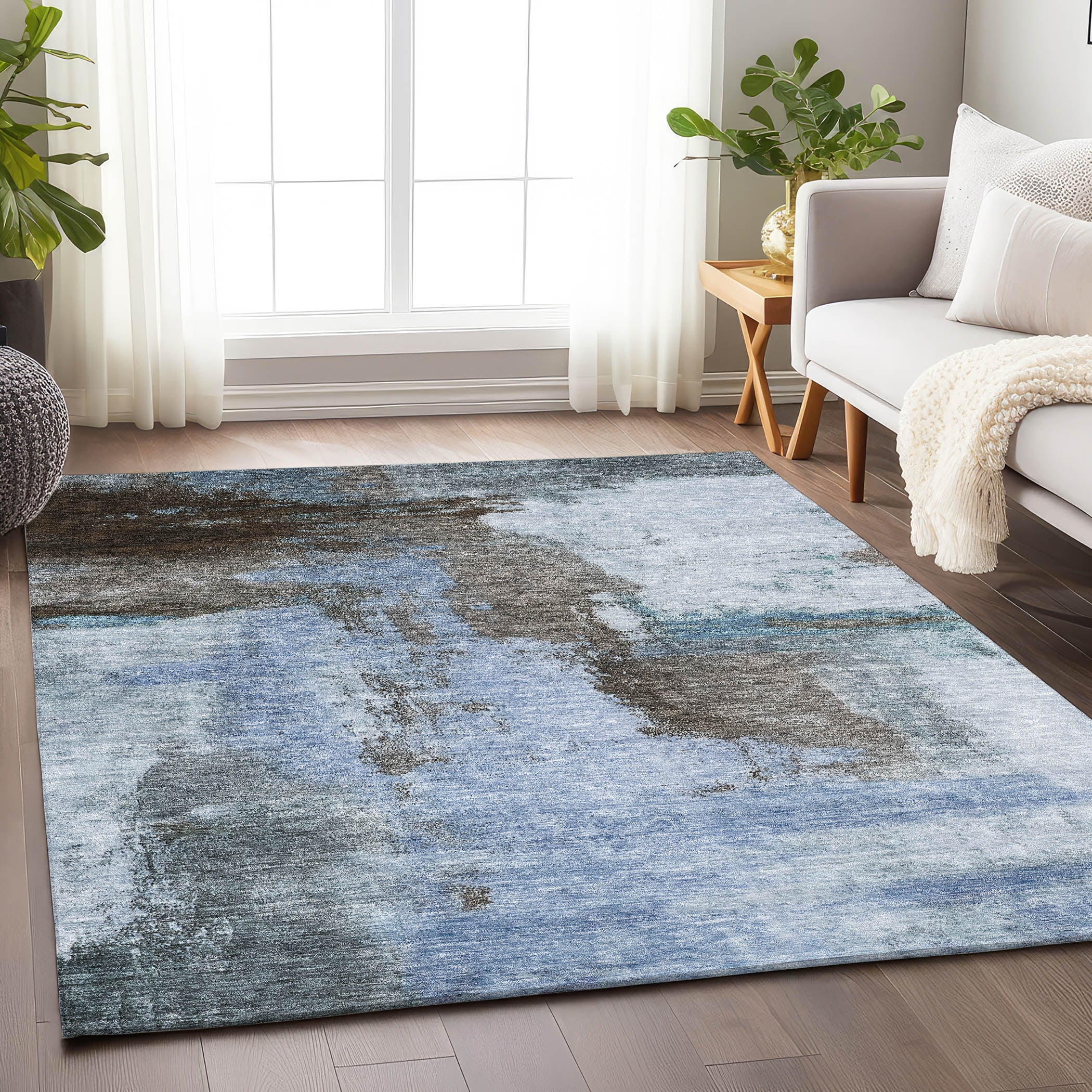 Addison Rugs Chantille Indoor/Outdoor Transitional Modern Blue Washable Rectangle Rug, 2'6" x 3'10"