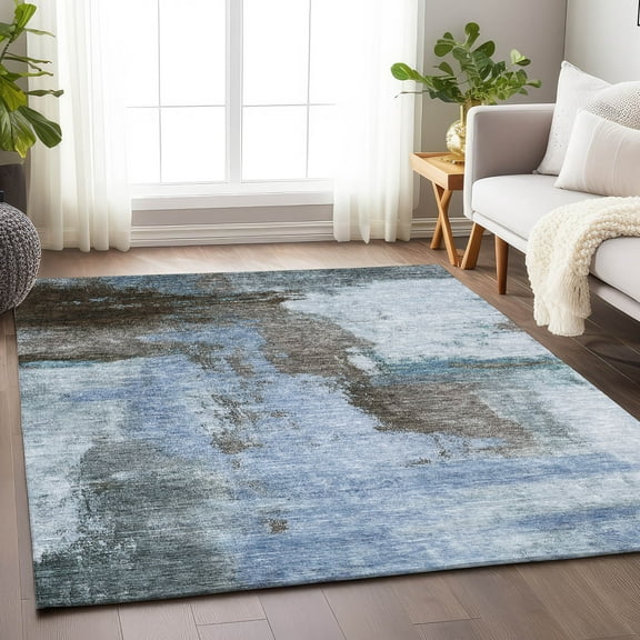 Addison Rugs Chantille Indoor/Outdoor Transitional Modern Blue Washable Rectangle Rug, 5' x 7'6"
