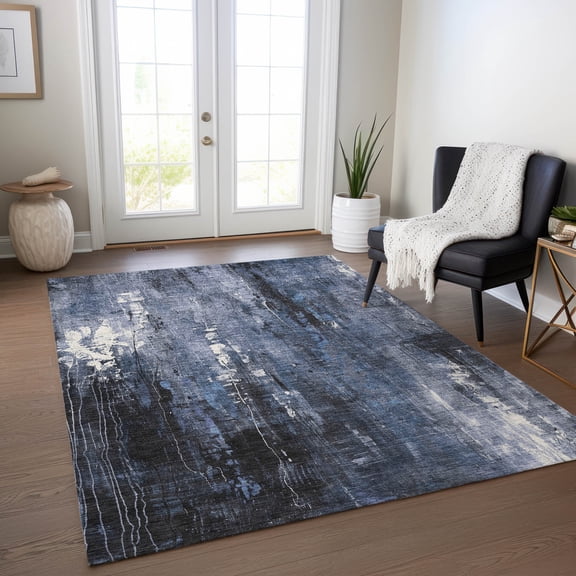 Addison Rugs Chantille Indoor/Outdoor Transitional Modern Blue Washable Rectangle Rug, 5' x 7'6"