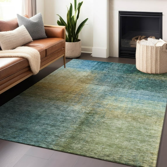 Addison Rugs Chantille Indoor/Outdoor Transitional Modern Blue Washable Rectangle Rug, 5' x 7'6"