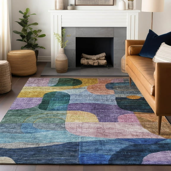 Addison Rugs Chantille Indoor/Outdoor Transitional Modern Blue Washable Rectangle Rug, 5' x 7'6"